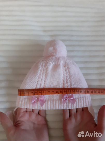 Шапочка для новорожденной девочки, зимняя