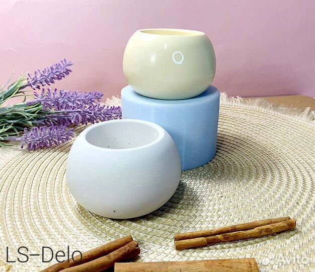 Силиконовая фoрма молд Кашпо Органайзер Сфера гипс