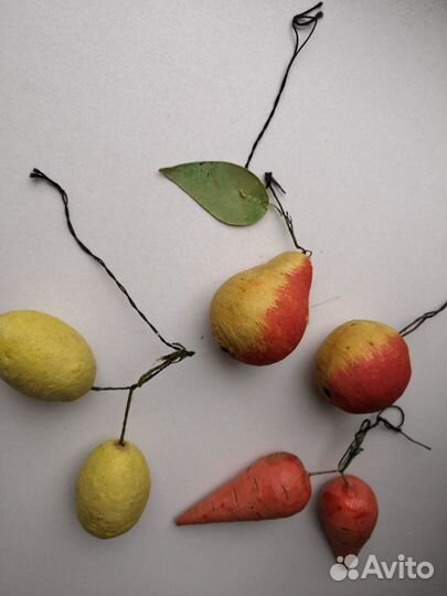 Елочная игрушка ватная фрукты И овощи СССР