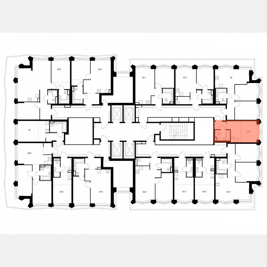 Квартира-студия, 21,1 м², 21/31 эт.