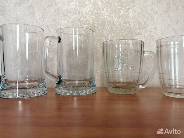 Кружка пивная стеклянная, керамическая