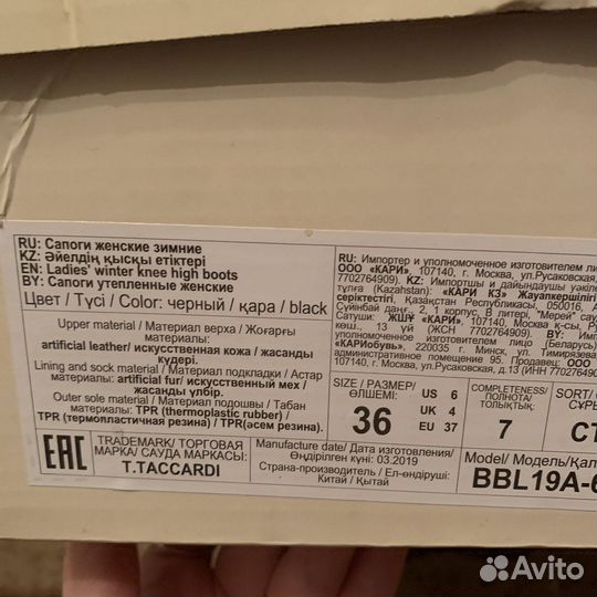 Сапоги зимние Taccardi