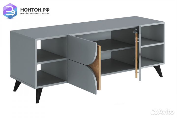 Тв-тумба Монро шиншилла серая / дуб крафт золотой