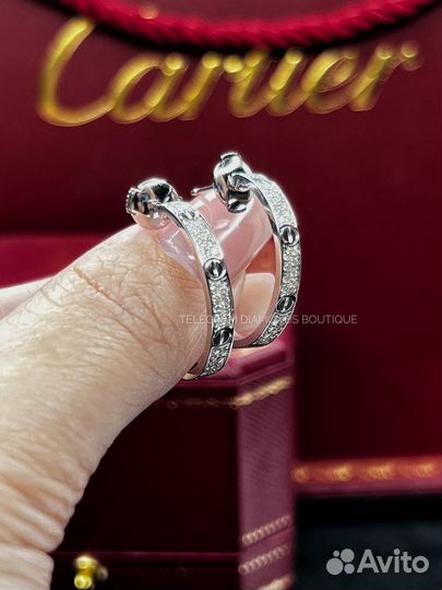 Серьги cartier love белое золото 750