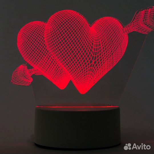3D Светильник ночник Сердца