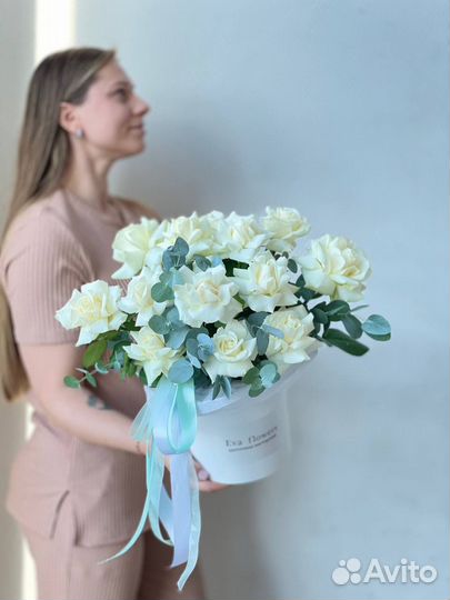 Французские розы в коробке