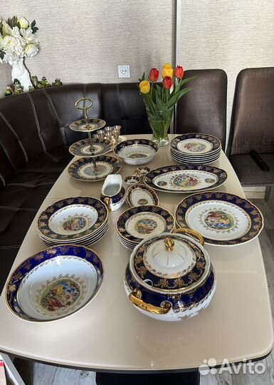 Чешский столовый сервиз Мадонна кобальт