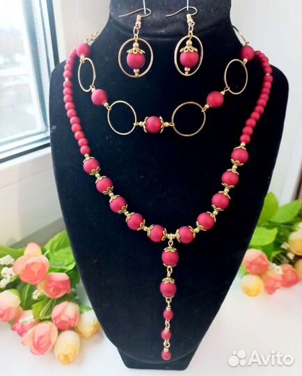 Комплект бусы с серьгами