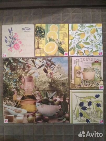 Салфетки д/декупажа Прованс-лаванда-оливки, ручная