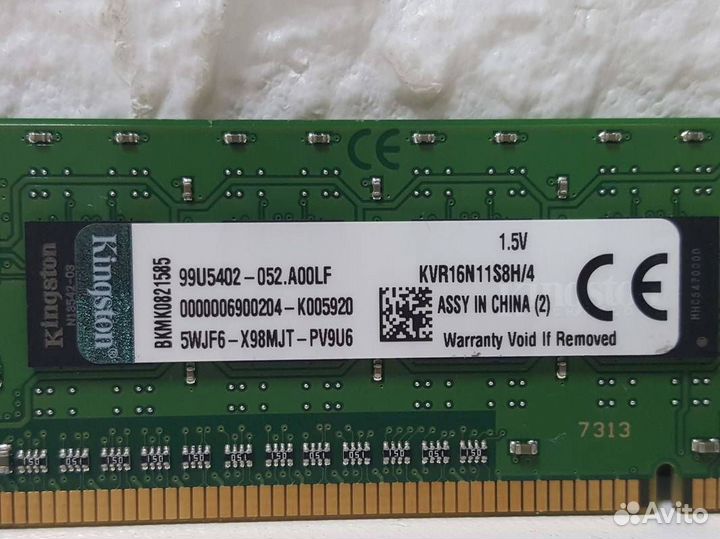 Память DDR3 4Gb 1600MHz Kingston KVR16N11S8H/4