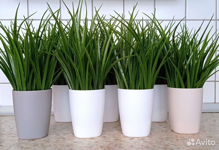 Трава искусственная в горшке новая