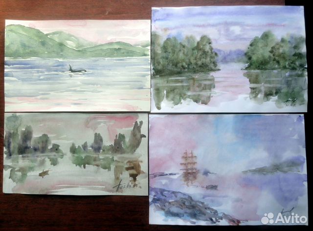 Пейзажи акварели