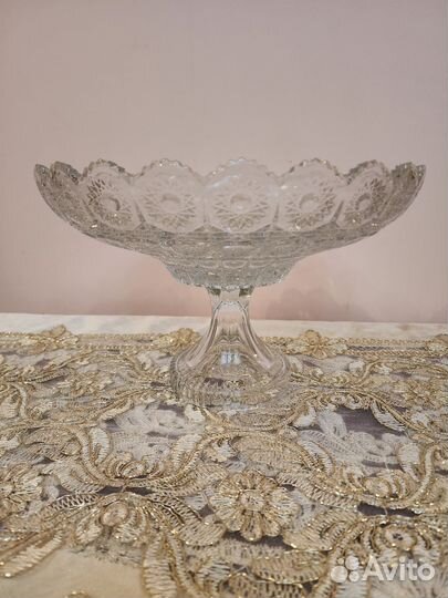 Фруктовница на ножке стекло