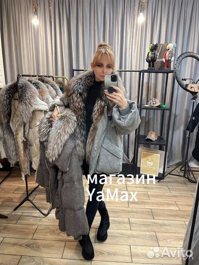 Куртка пуховик итальянский дизайн шерсть и мех