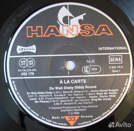 A LA carte - DO WAH diddy diddy round / 1980 germa