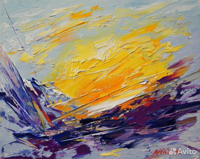 Картина маслом. Абстрактная композиция, 20х25 см