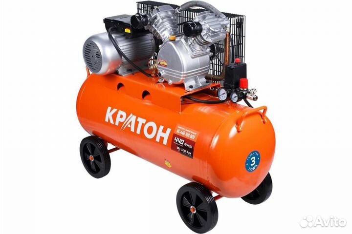 Воздушный компрессор ременной Кратон 100л