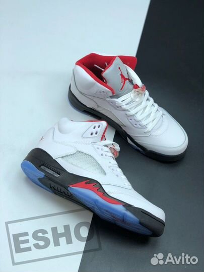 Nike Air Jordan 5 White Fire Red Black