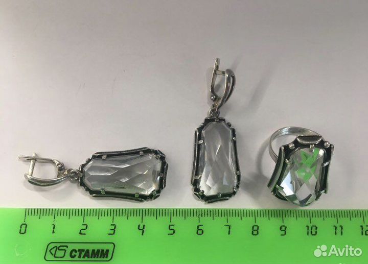 Серебряные серьги горным хрусталем