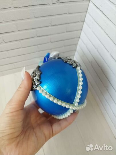 Шар на елку синий. Ёлочные игрушки ручной работы