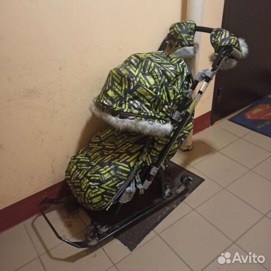 Детские санки коляска с колесами