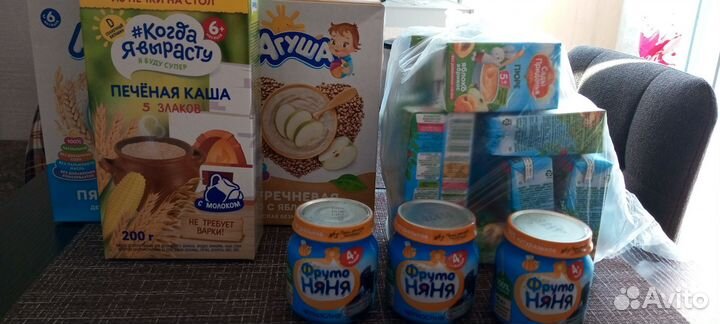 Фруктовое пюре + 3 каши