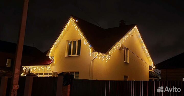 Украшение домов гирляндами