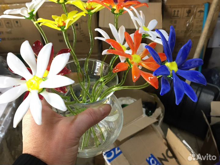 Цветы стекло ручная работа