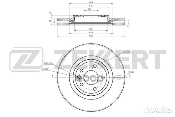 Диск торм. перед. Ford Explorer 11- bs-6083 Zek