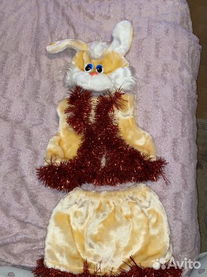 Новогодний костюм зайца на девочку 3-5 лет
