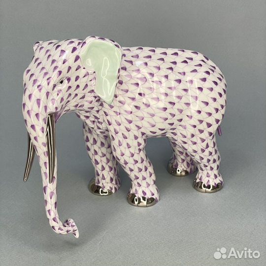 Фигурка Слон с редкой росписью сиреневого цвета Herend 1960-1970 Венгрия No.8588