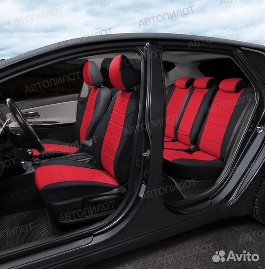 Chevrolet Lacetti Чехлы экокожа черный + красный