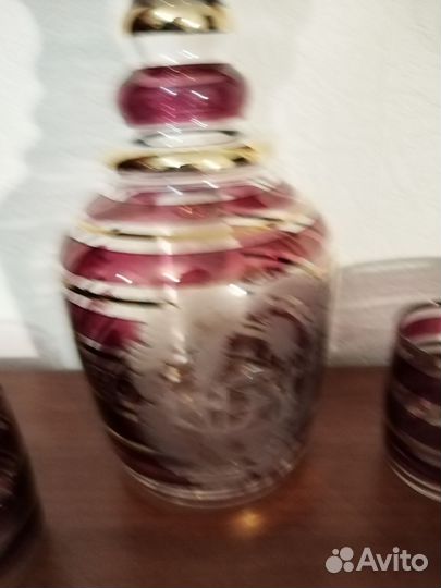 Редкие графин хрустальный со стопками, Чехия