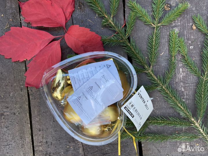 Игрушки елочные IKEA Сердечки 10шт новые 2017г