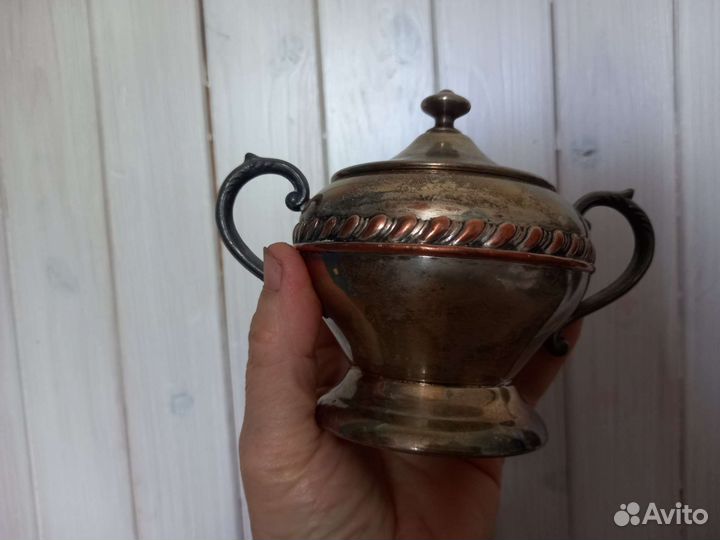 Сахарница сливочник антикварный металл
