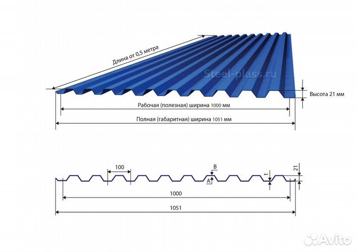 Профнастил С-8 С-21 Металлочерепица Профтруба
