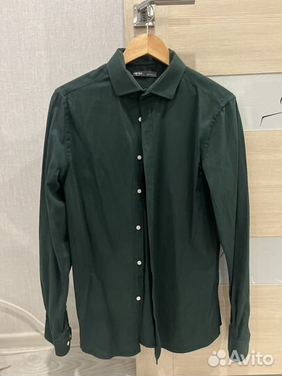Рубашка мужская зеленая М