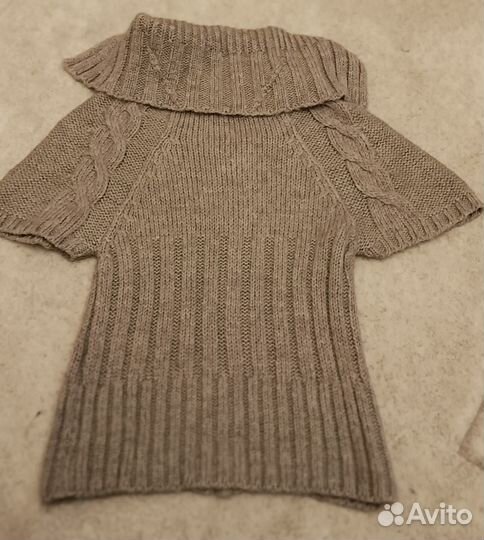 Свитер шерстяной с коротким рукавом на молнии