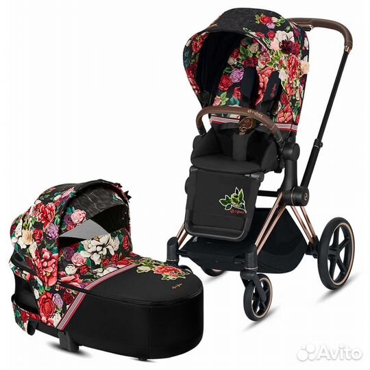Коляска 2в1 Cybex Priam Spring Blossom Dark