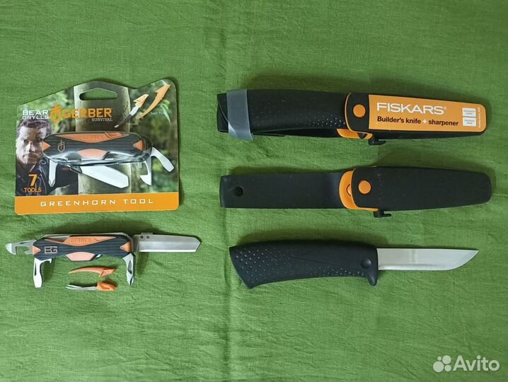 Набор: нож с точилкой Fiskars и мультитул Gerber