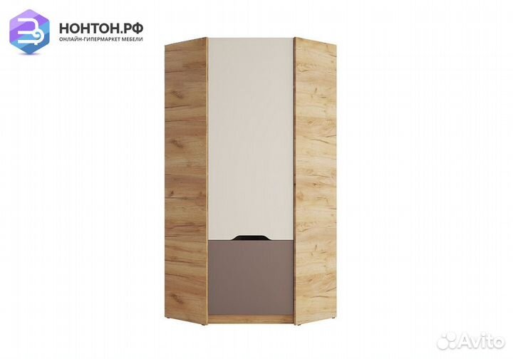 Шкаф угловой Rich дуб крафт золотой / миндаль / гл