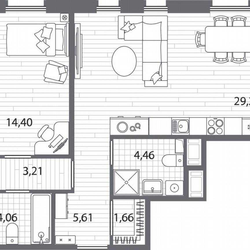 3-к. квартира, 97,2 м², 10/13 эт.