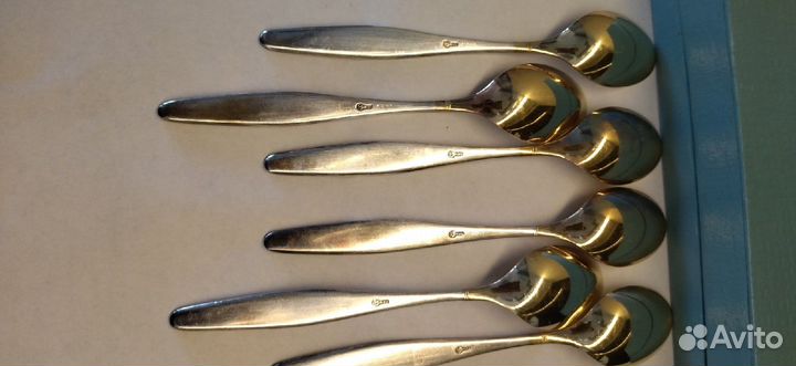 Чайные ложки 6 шт.мельхиор С позолотой СССР новые