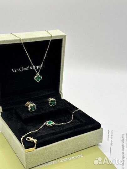Золотое колье Van Cleef Ван Клиф малахит