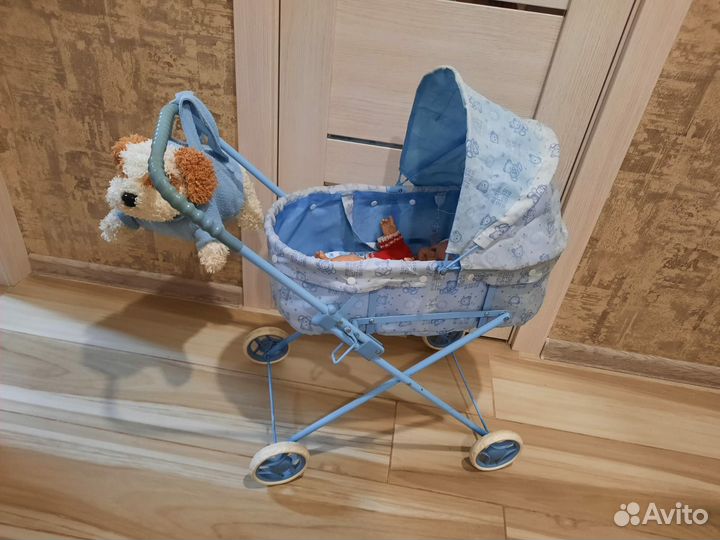 Коляска с куклой и мягкая сумочка - собачка