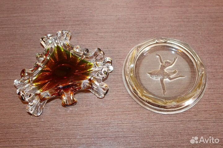 Пепельница из цветного стекла СССР