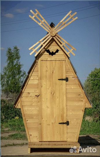 Дачный туалет деревянный прямоугольник хюи 672