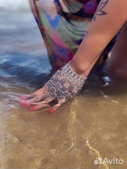 Митенки перчатки браслеты слейв с кольцом серьги