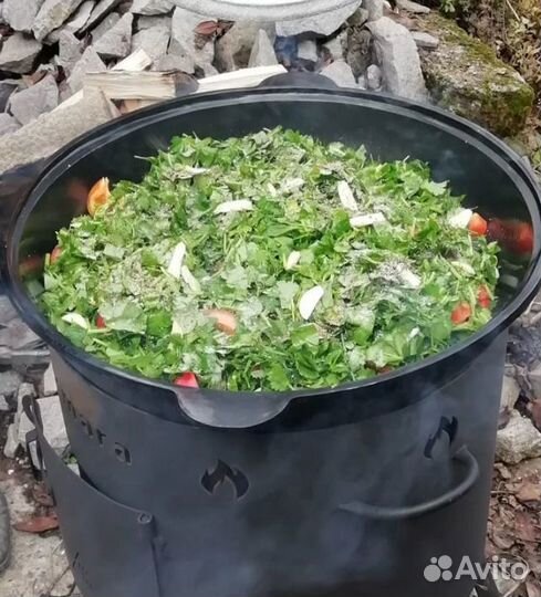 Казан чугунный с крышкой 22 литра