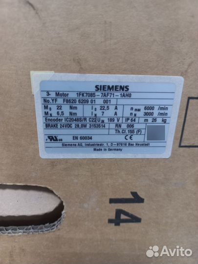 Двигатель siemens 1fk7085-7af71-1ah0